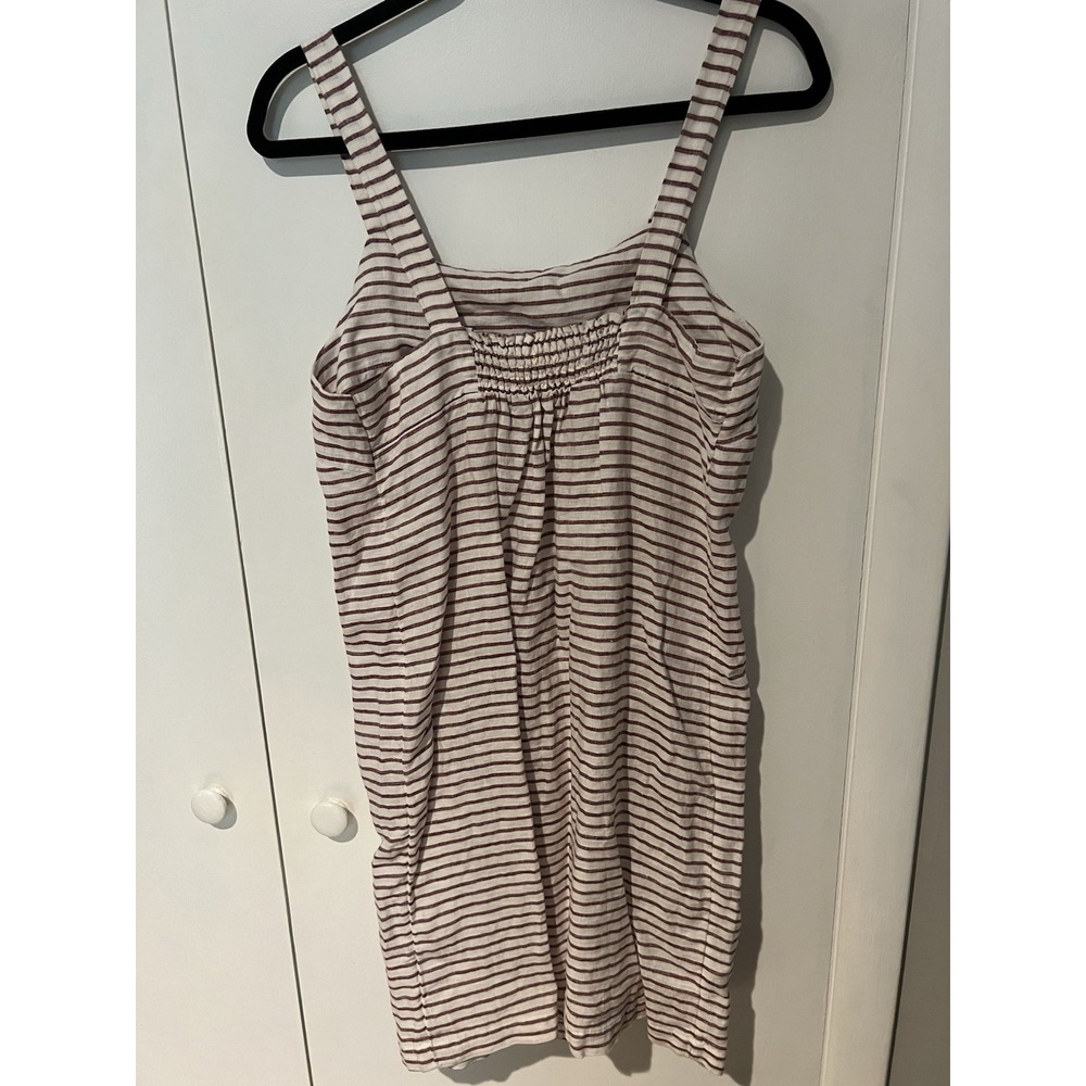 NWT Artisan NY Linen Striped Dress Womens Size XS Ivory Maroon - Picture 4 of 4